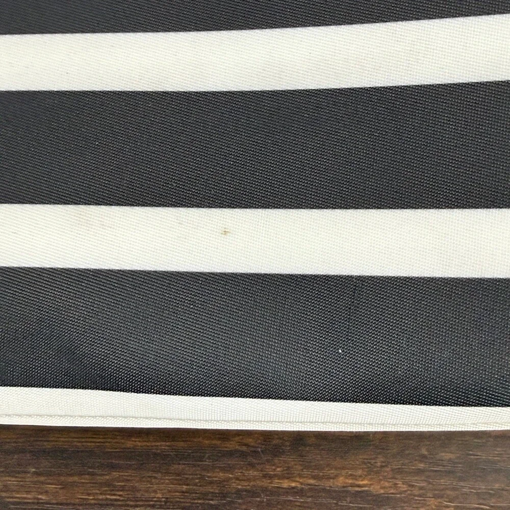 Kate Spade New York Striped Nylon Cosmetic Pouch Clutch Bag Black White Zip